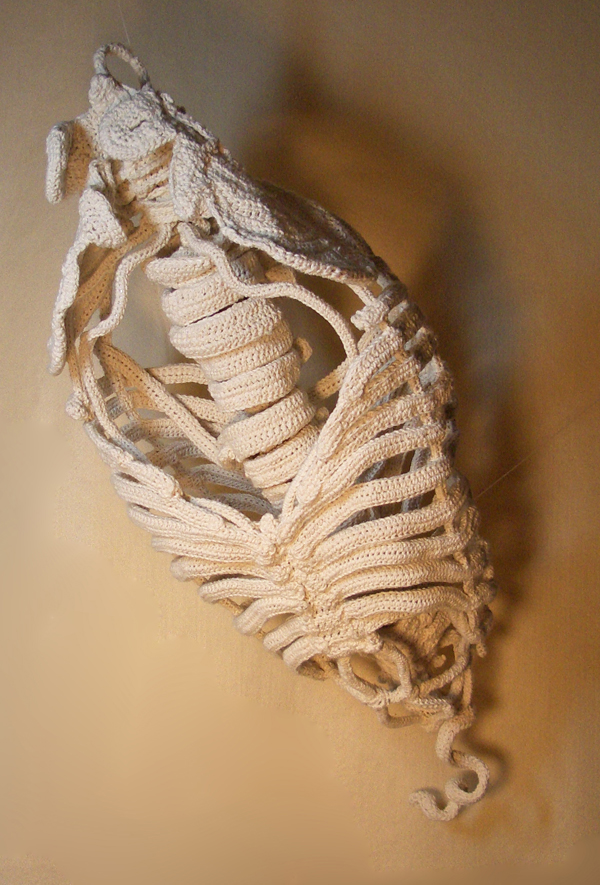 Countdown, 2008, 16"H x 39"W x 10"D, Hanging Sculpture:  Cotton crochet over wire