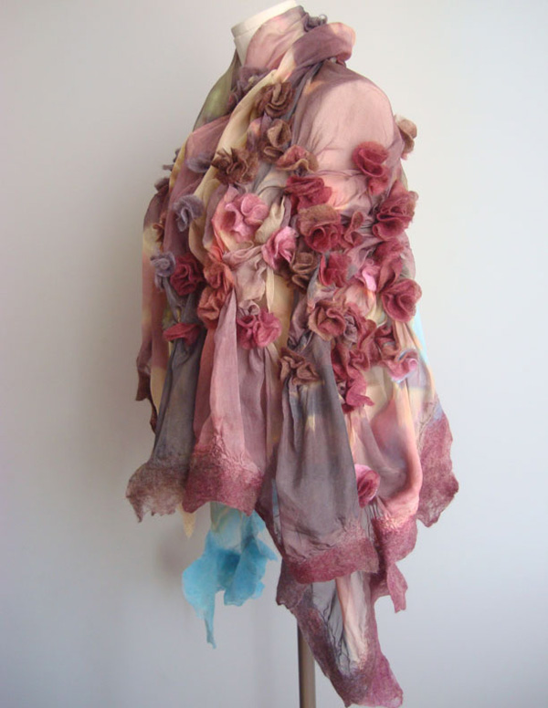 Magnolia blossom shawl, Nuno felting on silk, 2012 Photo-Lorena Santin Andrade