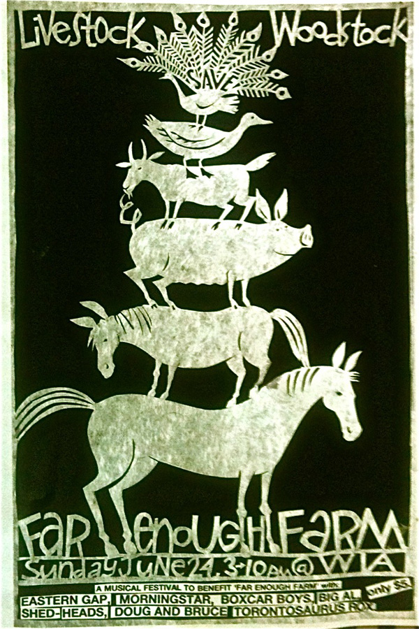 Livestock. 2012 Washi paper-cut. Toronto Island Farm Animal fundraiser. Became a T-shirt as well as a poster.