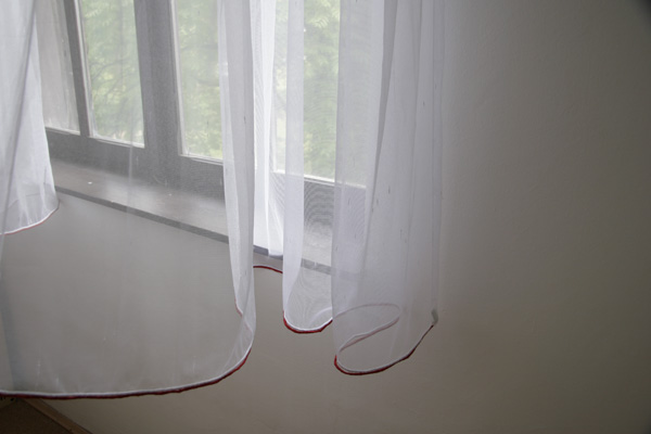 Untitled (Curtains), installation with wire and thread, 2007