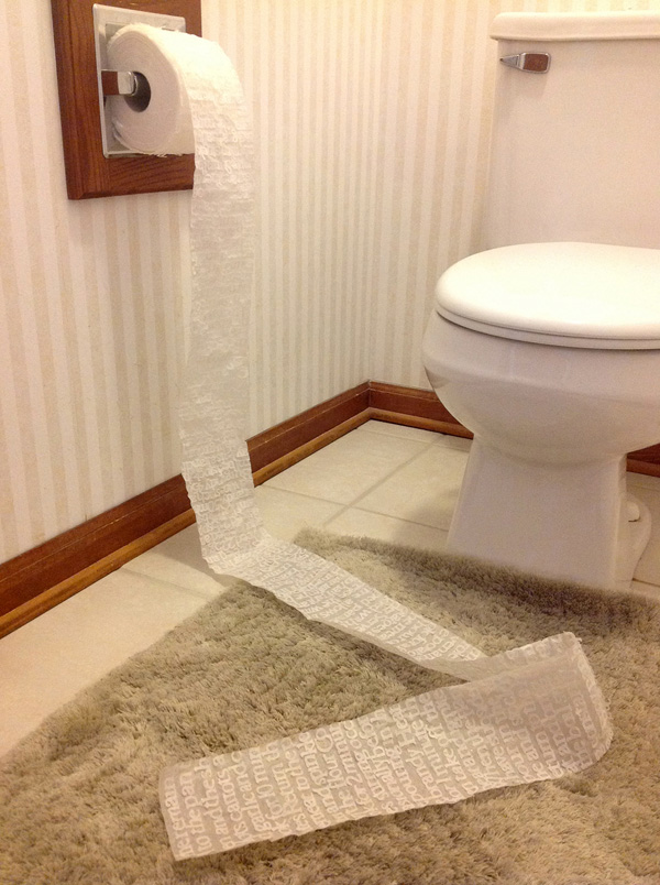 Daily life, lutradur, tissue paper, cutting, sewing, 4.5"(w) x 102 "(L) x 4.5" (h), photo: Xia Gao