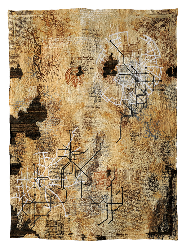 Palimpsest, cotton, damask tablecloth, 2009, 200 cm x 150 cm, quilt. Photo: Tihanyi & Bakos
