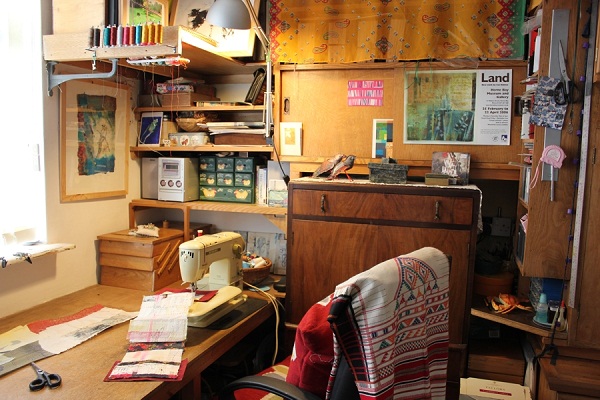 Studio. All fittings are made from found resources. Even the sewing machine was found in a skip (dumpster). Photo: Cas Holmes