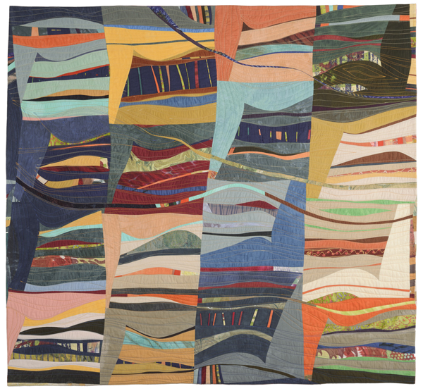 Fish Tales, 52" x 47", Quilt. Cotton, dyed, marbling, shibori, screen-printed, machine pieced, machine quilted. Photo: Joe Ofria