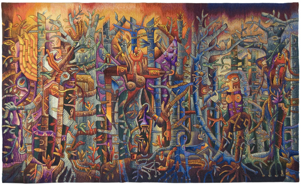 Alabanzas Sagradas en la Jungla, 180 x 303 cm, Hand-woven Tapestry