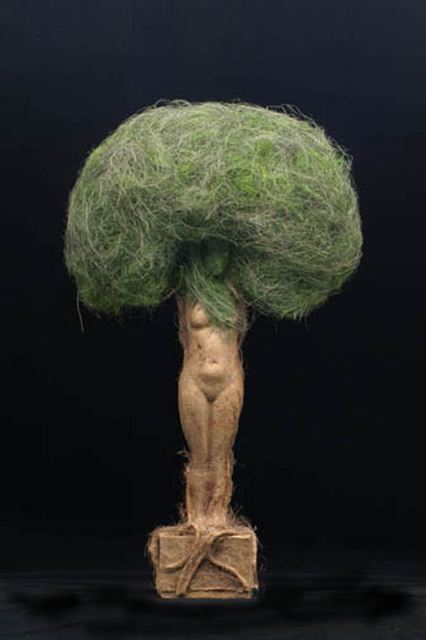 Crowning Glory, 33" x 7" x 7" Japanese paper, Abaca, Wood, Rope
