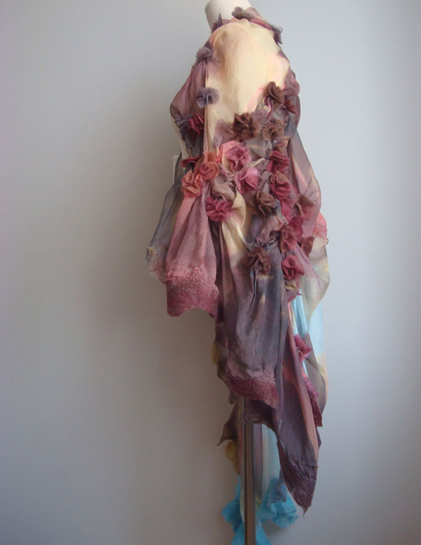 Magnolia blossom shawl, Nuno felting on silk, 2012 Photo-Lorena Santin Andrade