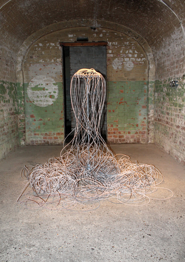 Emergent Multiplicity, 2011, 120 x 100 x 100cm, acrylic, mirror paint, extruded polythene, rayon, carbon fibre – St Pancras Crypt installation