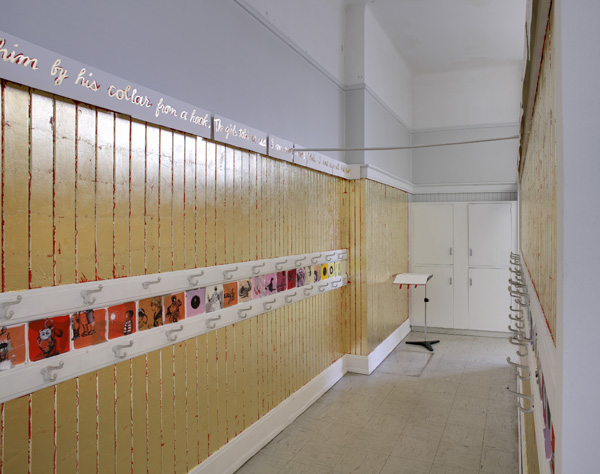 Golden Years' (after Bowie), India ink, acrylic, BFK paper, gold leaf, 2010, photo: Peter Legris, Presented as part of "Art School Dismissed" in Toronto.