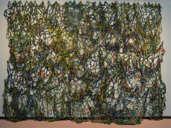 A Functioning System, wool, 2012, crochet, dry felted, wet felted, installation: Tyler Art Gallery, Oswego, New York, USA, 11' x 16' x 7".