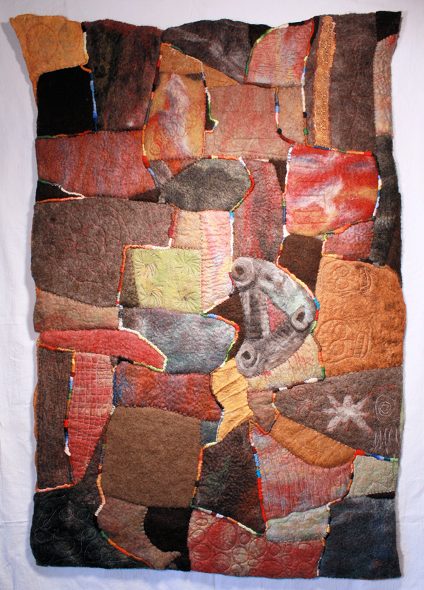 You Are, wool, natural dyes, thread, 2009, 57" x 41", hand-felted, stitched, machine and hand embroidered. Photo: Merce Mitchell