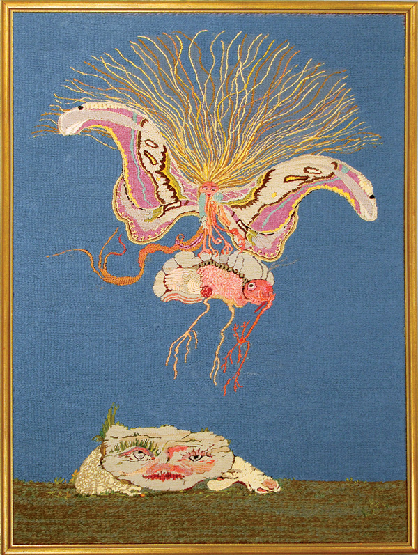 Delilah, from the Mythological Women Series, 30 in H x 20 in W, 1986. Wool, cotton and silk threads on needlepoint canvas. Photo: Abar Color Labs.