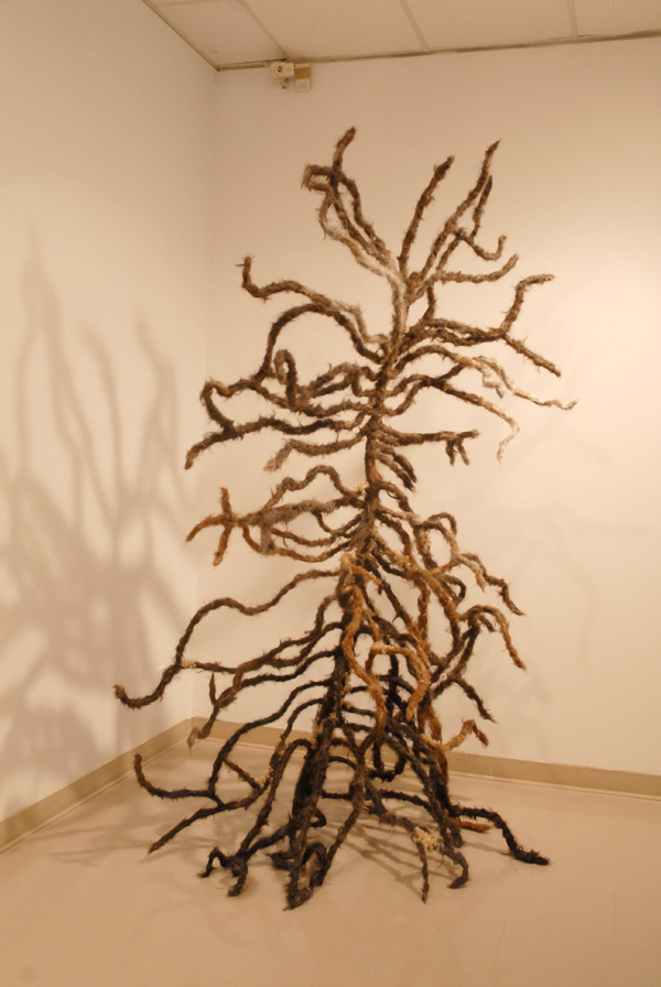 Protoplasm, wire, paper mache, human hair, pig intestine, 6' x 8', 2009, photo: Bob Talbot