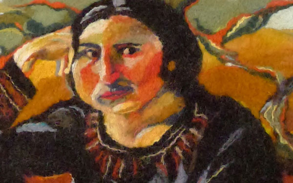 Detail: Waiting, 33" x 26", wool, needle and hand felted. Photo: Robin Wiltse