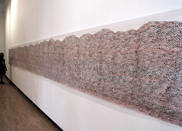 Fencescape, 2008 red inks on Mylar (24' x 3.5')