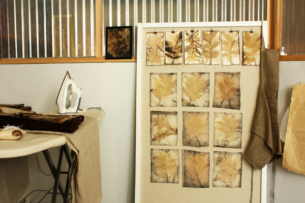 View from the studio at chroma projects, print samples on the design board, photo: Lotta Helleberg