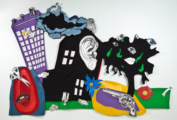 Architects in Flux, 2010, repositional fabric free motion machine embroidered (Michael West)