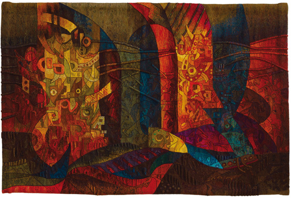 Dia de la Abundancia, 122 x 183 cm , Alpaca wool, cotton, mixed fibers. Hand-woven Tapestry