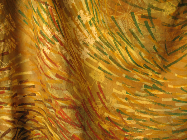 Detail: Homage to Monet, art cloth, cotton damask, dyed, over-dyed, silk screened, 72 x 84, 2007