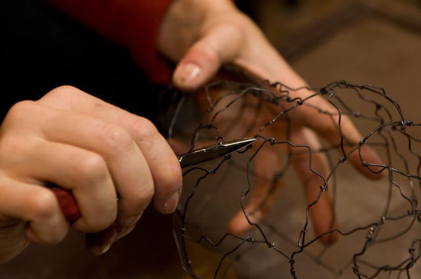 Process shot - wire working in creation of Incubation