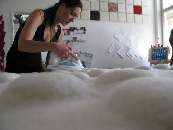 Studio, Photo: Stephanie Mariella Sonnleitner, The disintegration of structures (1 & 2), About 30cm x 100cm, Handmade Felt made of Merino Wool, Photo credits: Herwig Prammer, 2010