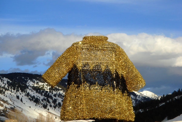 Sweater, 13'x9'x7', remnant Mylar, knitting technique, Jackson, Wyoming, 2010-11