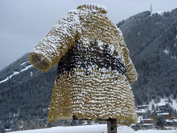 Sweater, 13'x9'x7', remnant Mylar, knitting technique, Jackson, Wyoming, 2010-11