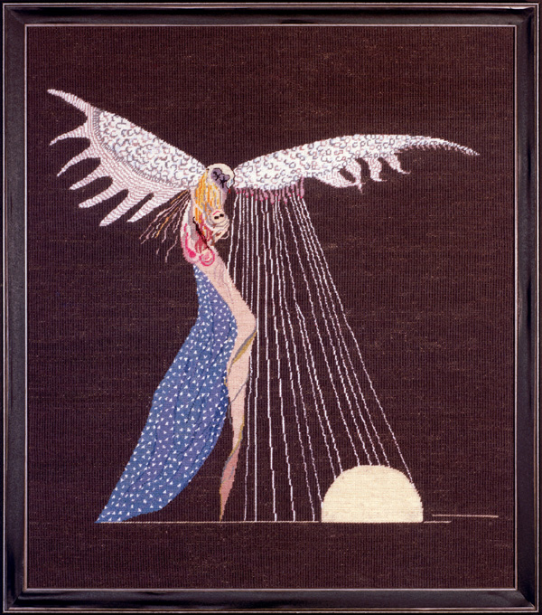 A Holy Ghost, 27 in H x 24 in W, 1977. Wool, cotton and silk threads on needlepoint canvas. Photo: Abar Color Labs.
