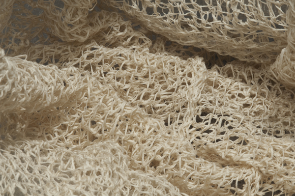 Folded? (Basket), detail, 2012, 12" x 14" x 21". Monofilament, silk. Technique crochet. Photo: John Carlano.