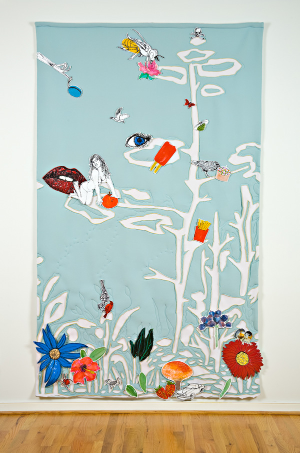 Decorticated, 2011, repositional, interactive free motion machine embroidery (Michael West)