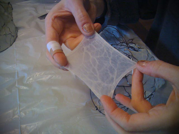 Process shot - wire working in creation of Incubation.