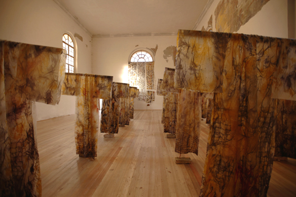 March, paper, cotton, 2012, 15/ 180cm x 100cm x 10 cm, installation. Photo: Tihanyi & Bakos