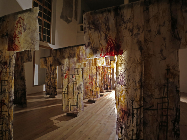 March, paper, cotton, 2012, 15/ 180cm x 100cm x 10 cm, installation. Photo: Tihanyi & Bakos