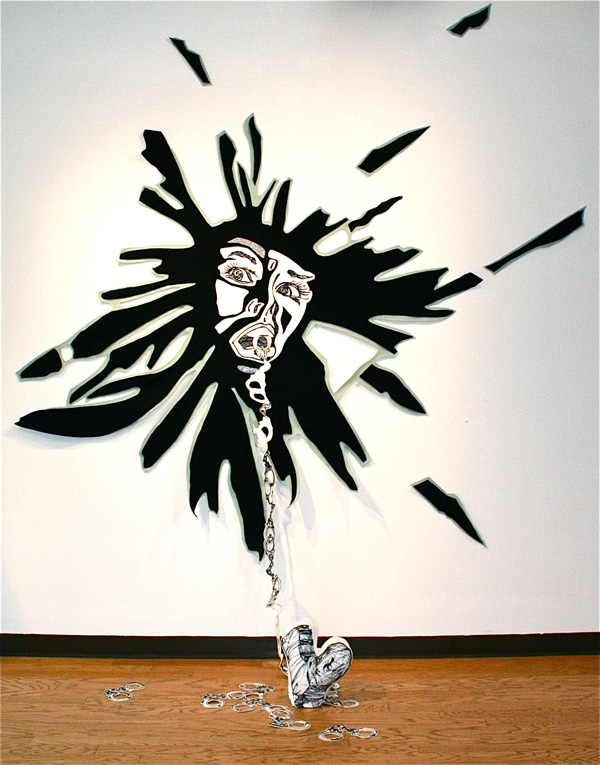 Chain of Fools, (detail) 2011, free motion machine embroidery (Leisa Rich)