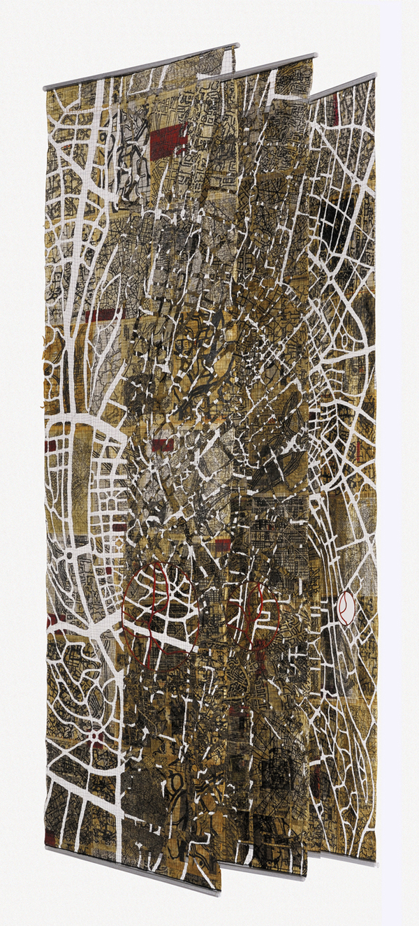 Lung of the City, newspaper, thread, 2011, 100cm x300cm x80cm, installation. Photo: Tihanyi & Bakos