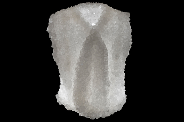 Crystal Vest, alum, 2009, grown crystals, 15" x 11" x 11", photo: David Broda.