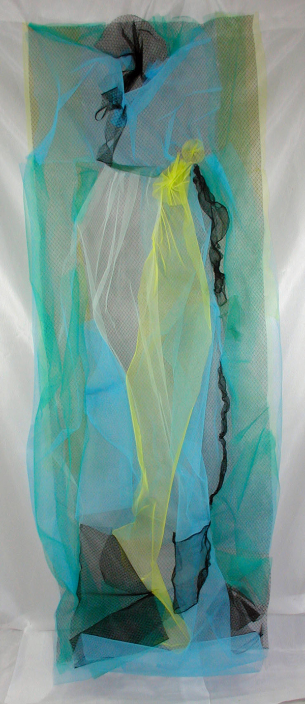 Blue Breeze, 83" x 32", industrial mesh, commercial wire mesh. Photo: Cathy Breslaw.