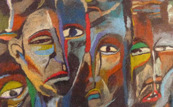 Detail: Avoidance, 44" x 37", wool, needle and hand felted. Photo: Robin Wiltse