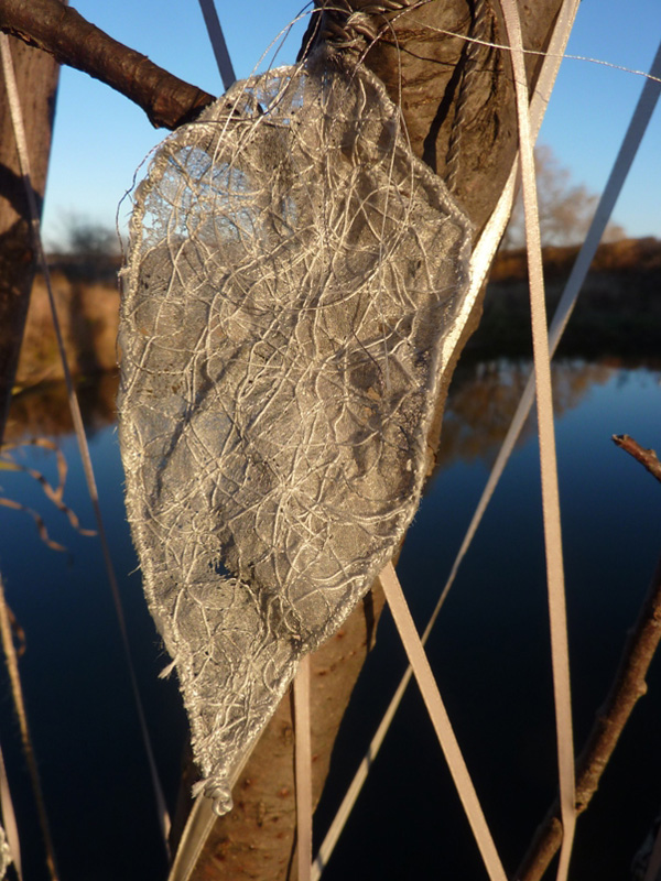 Passage – detail 6 – winter; materials: lutrador, ribbon, cording; technique: free-motion embroidery