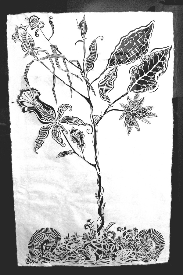 Roots – Laura Secord.  Washi paper-cut, 2011. 30" x 40"
