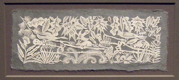 Laura Secord paper-cut for illustrated alphabet book. (Find D,E,F,G) 2011.  Washi paper. approx. 6" x 12", Part of the 2011/2012 Laura Secord Paper-cut shows at David Kaye/ Rodman Hall.