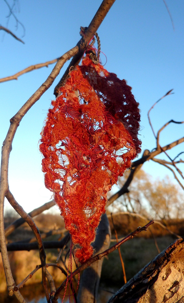 Passage – detail, – fall; materials: assorted fabrics and cording; technique: thread-web