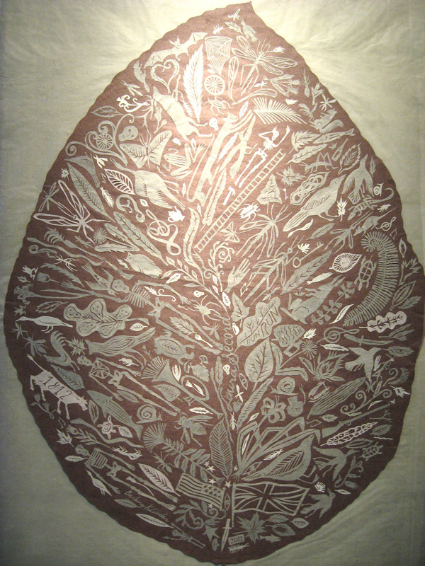 Leaf. 2011/2012 Washi paper-cut collage. 30" x 40", Laura Secord shows.