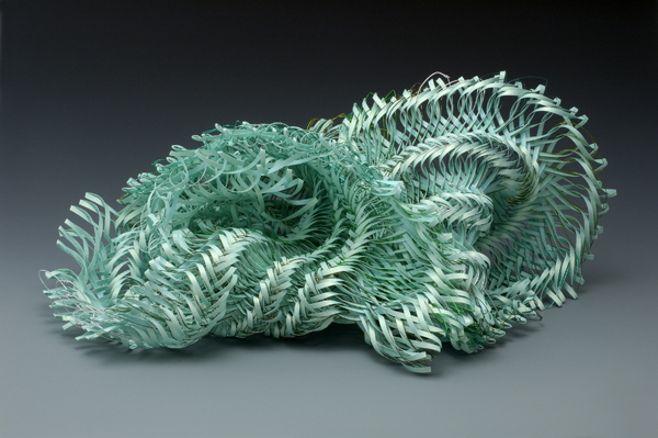 Sea Foam, watercolor paper, acrylic paint, 2007, 12 x 30 x 30", complex linking, Photo: Ken Rowe