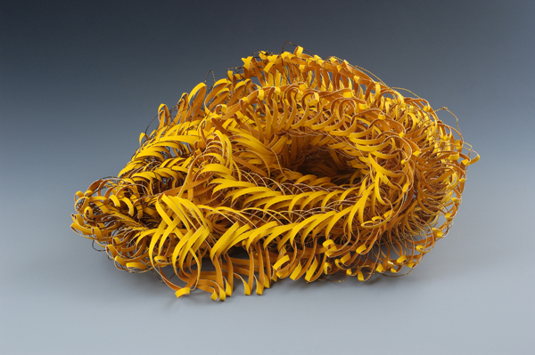 Golden Fleece, watercolor paper, acrylic paint, 2006, 10 x 21 x 24", complex linking, Photo: Ken Rowe