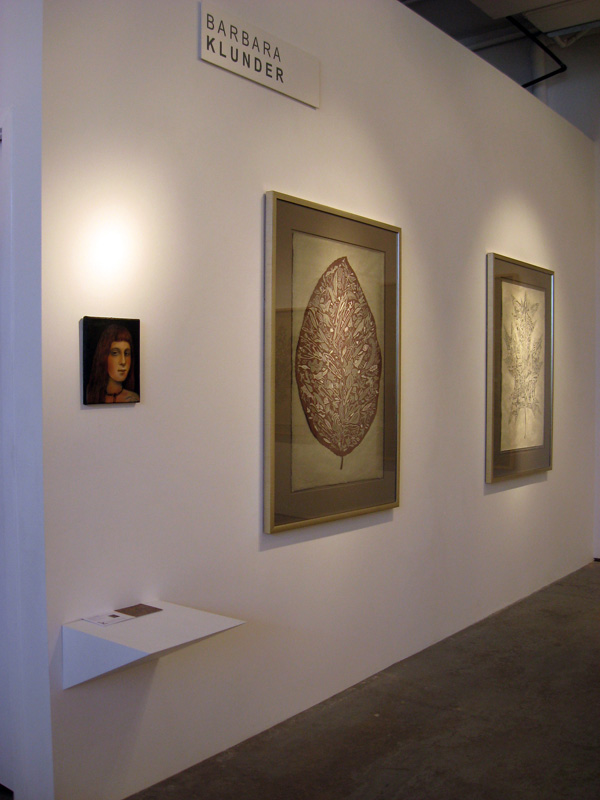 Installation shot of Laura Secord Paper-cut show. November 2011 at David Kaye Gallery. Includes both the Leaf paper-cuts, and a small oil painting 10" x 12" of Laura as a teenager.