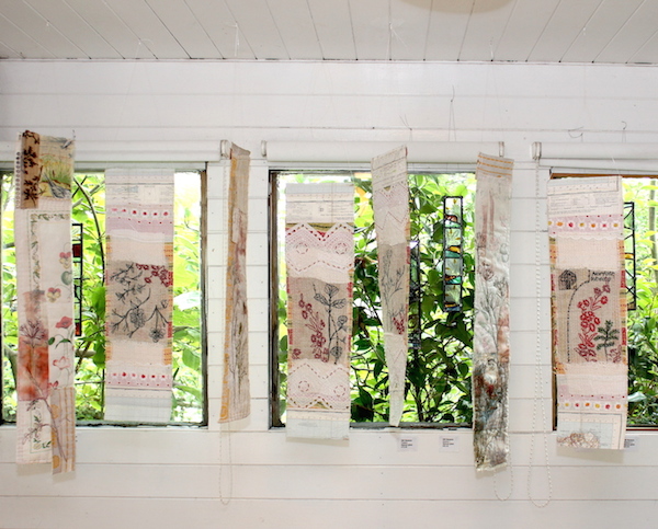 Norfolk Weeds at Shed Gallery (with Cas Holmes and Gill Newson), found and vintage textile layers, machine and hand embroidery, 2010, sewn textile collage. Photo: Anne Kelly