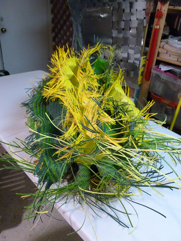 Star Auger, in process, watercolor paper, acrylic paint, waxed linen thread, 2012, 16 x 25 x 16", diagonal twill woven basketry, sewn rim, Photo: Dorothy McGuinness