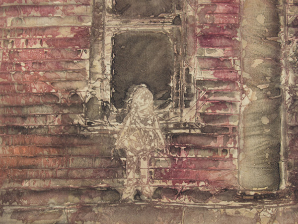 Detail: Front Porch #3, 30" x 22", acrylic inks and ink sticks on 100% cotton paper, monoprint, photo: Anna Keck