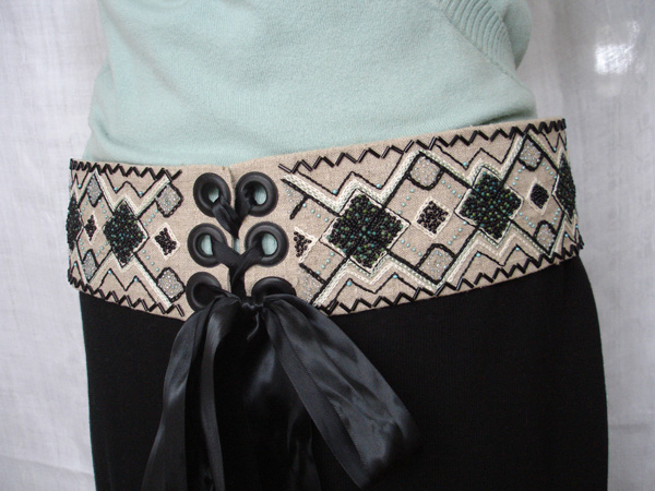 Linen and Beaded Belt